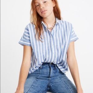 Madewell Stripe Crop Button-Up Shirt Medium